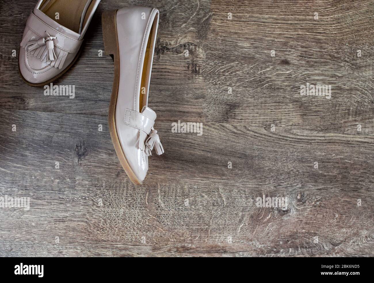 Loafers shoes retro style stand on the wooden floor Stock Photo - Alamy