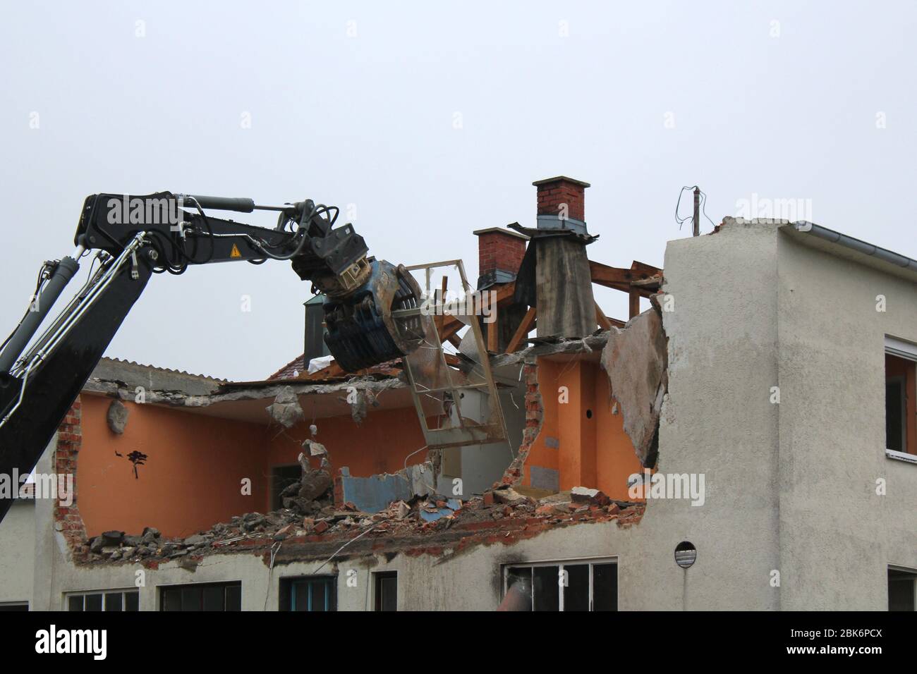 Demolition of an old house Stock Photo
