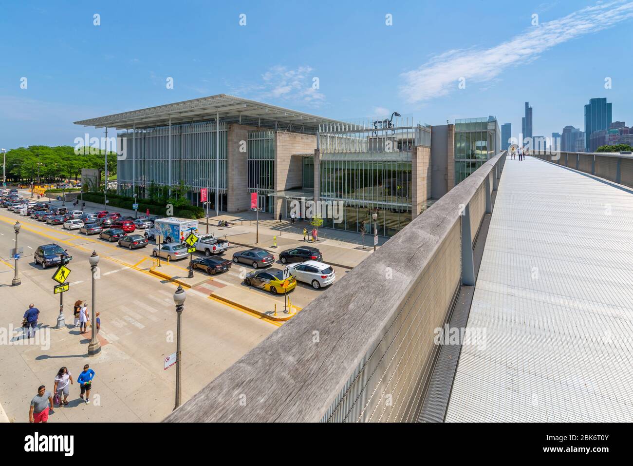 View of Museum Modern Wing Entrance and Nichols Bridgeway, Downtown