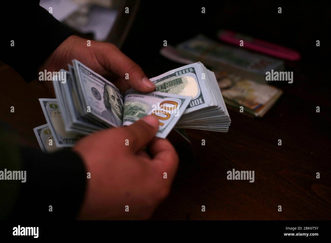 April 25, 2020 Gaza, Palestine. Different denominations of the US