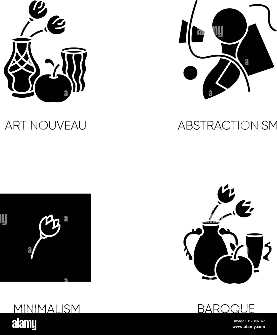 Art movements black glyph icons set on white space Stock Vector Image & Art Alamy