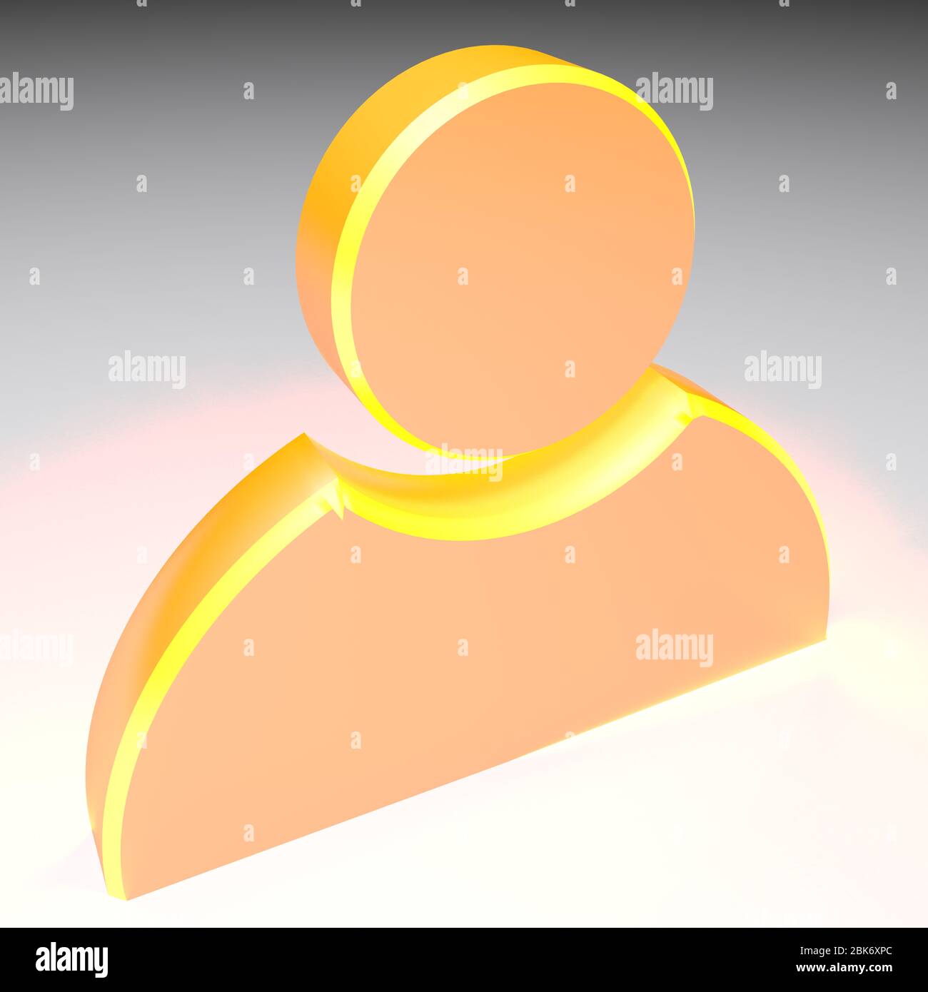Icon for profile, gold yellow on white background - 3D rendering ...