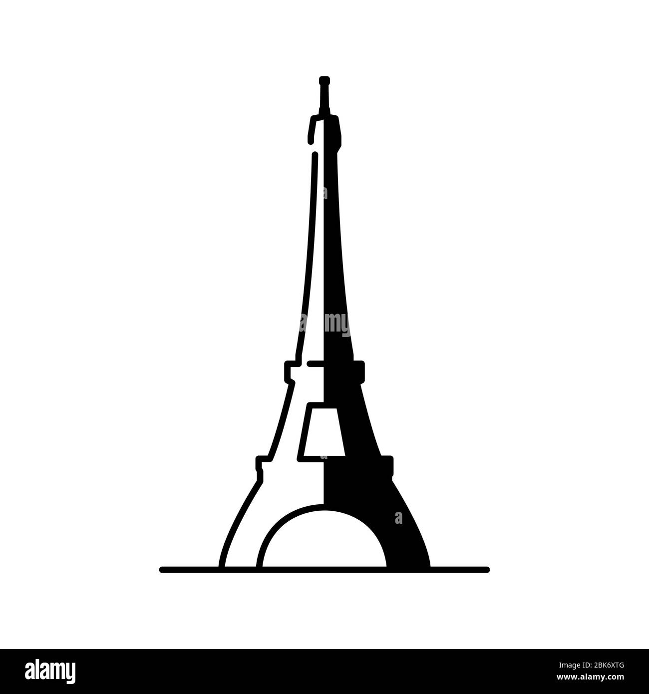 Eiffel Tower flat icon, landmark vector illustration on a white background Stock Vector