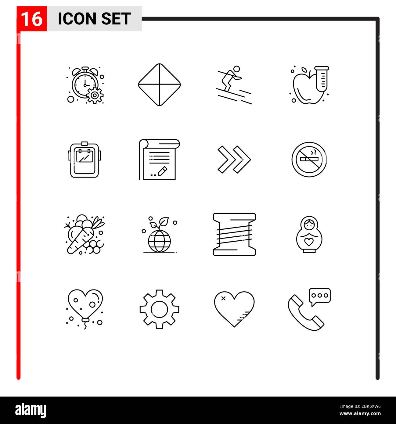 16 Creative Icons Modern Signs and Symbols of protection, mask, ski, apple, test Editable Vector Design Elements Stock Vector