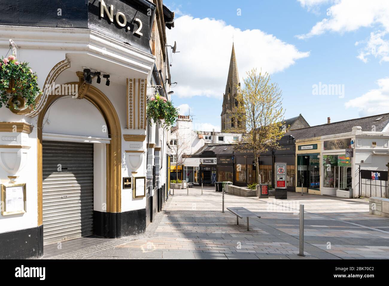 Stirling city centre empty streets during the coronavirus lockdown, Scotland, UK Stock Photo