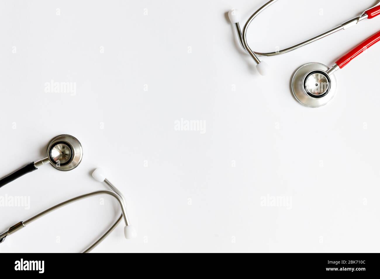 Closeup of two stethoscope - medical diagnostic device for auscultation ...