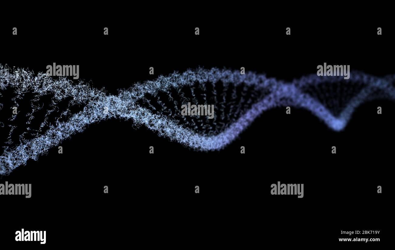 DNA digtal spiral connected dots and lines. 3d render Stock Photo