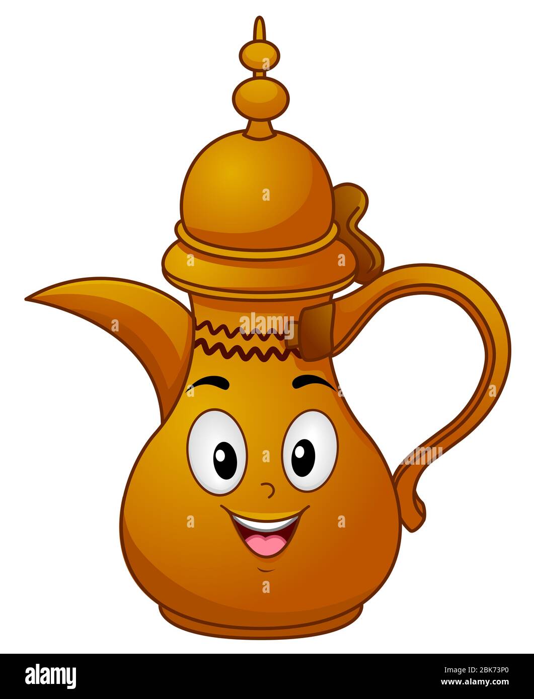 Illustration of Dallah, a Traditional Arabic Coffee Pot with Handle and Lid Stock Photo