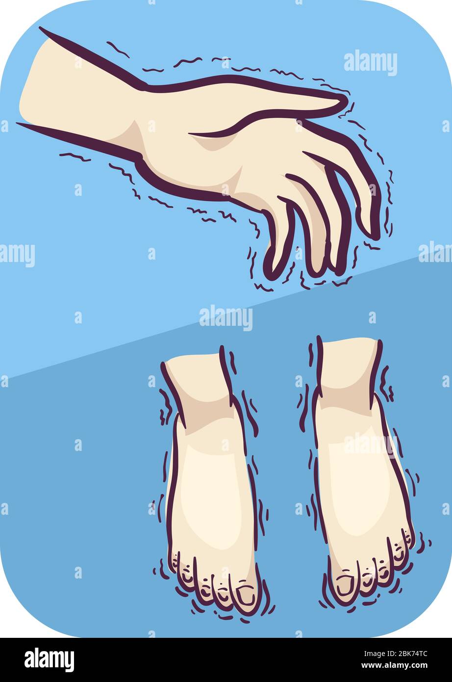 Illustration of Shivering Hands and Feet, Symptom of Cold Stock Photo