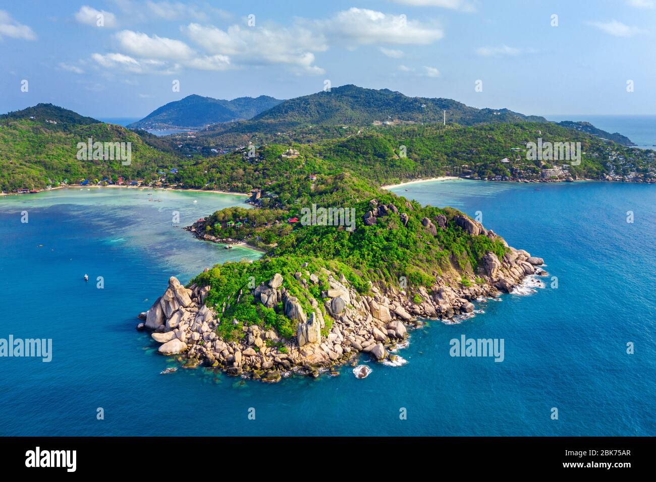 Aerial view of Beautiful Koh Tao island in Surat Thani, Thailand Stock