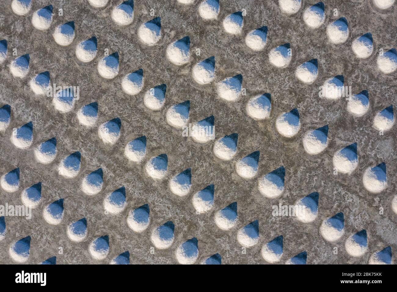 Aerial view of Salt in salt farm ready for harvest, Thailand. Stock Photo