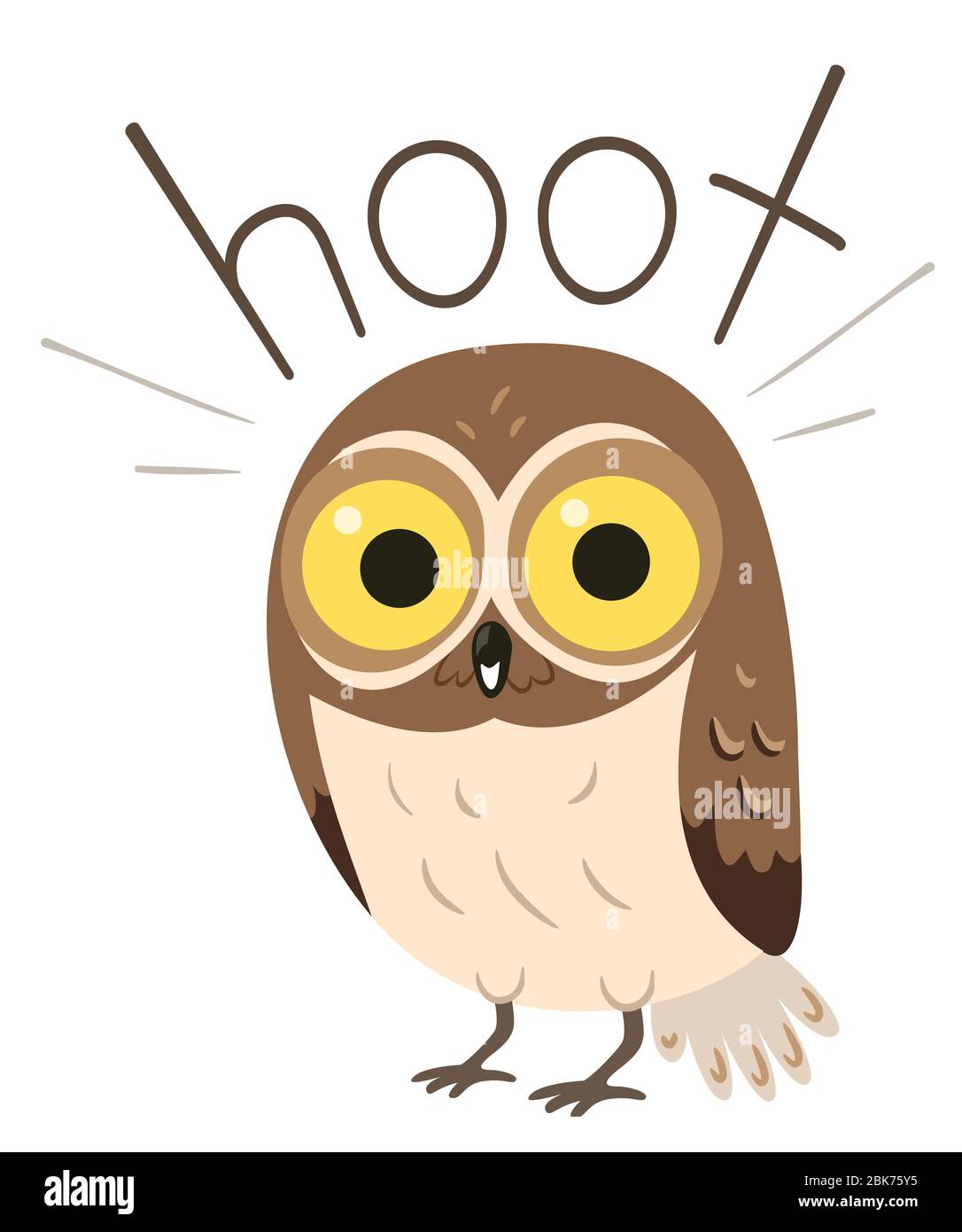 Illustration of an Owl Making a Hooting Sound Stock Photo