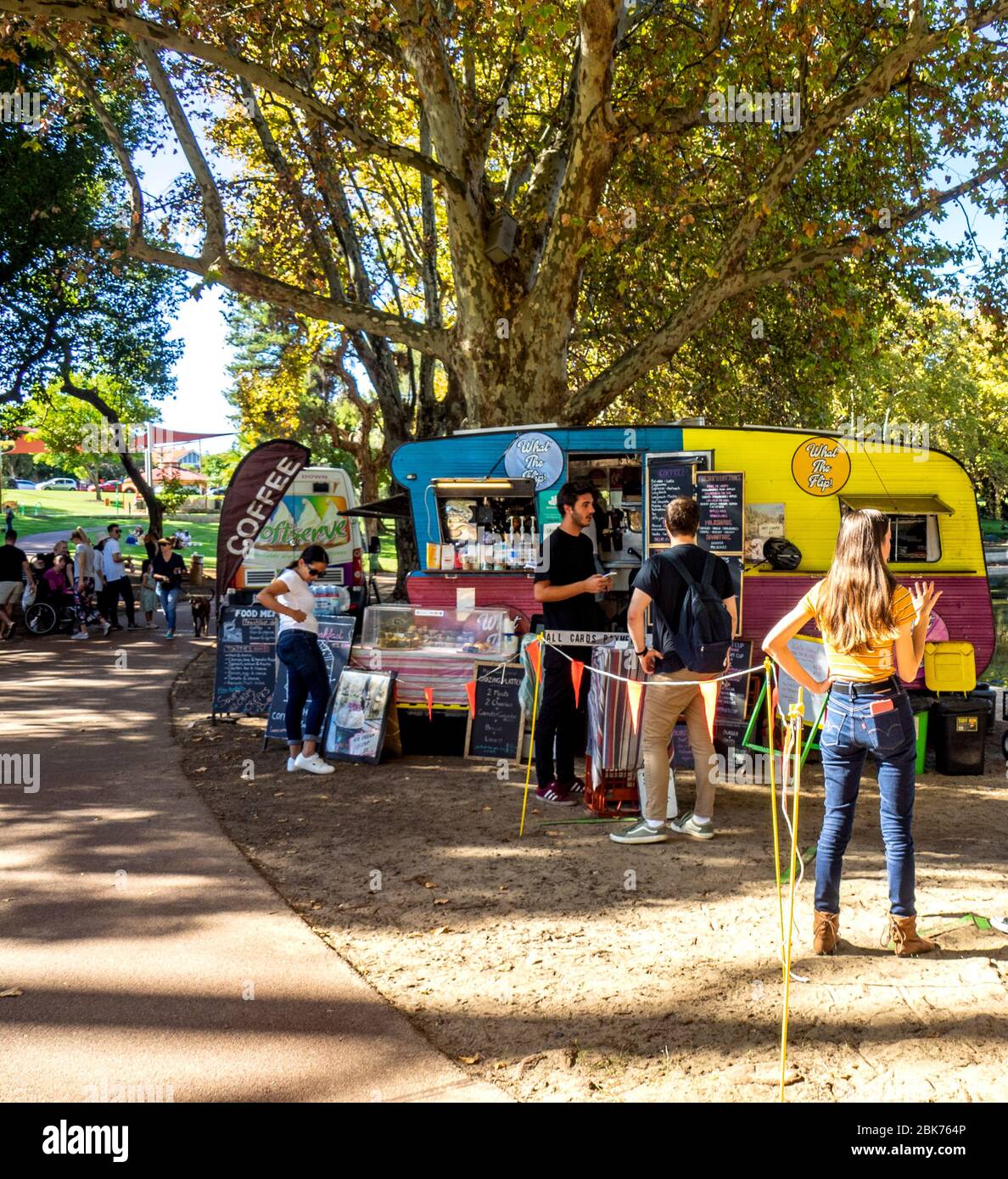 Mobile coffee pop up coffeeshop caravan in Hyde Park Perth Western  Australia Stock Photo - Alamy