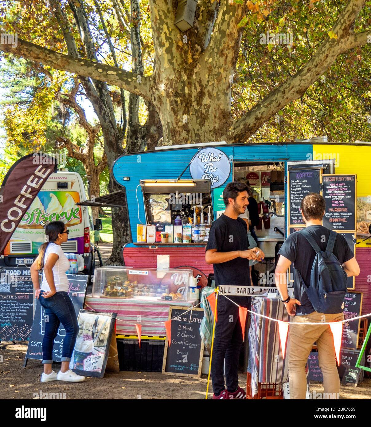 Mobile coffee pop up caravan in Hyde Park Perth Western