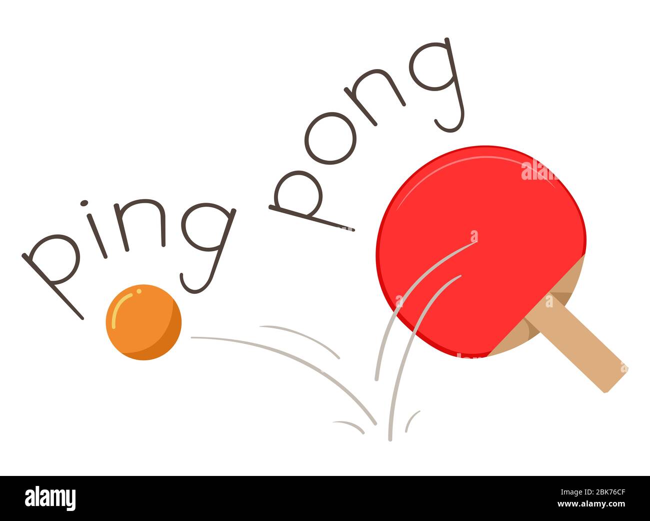 Illustration of a Table Tennis Racket Hitting a Ball Producing Ping