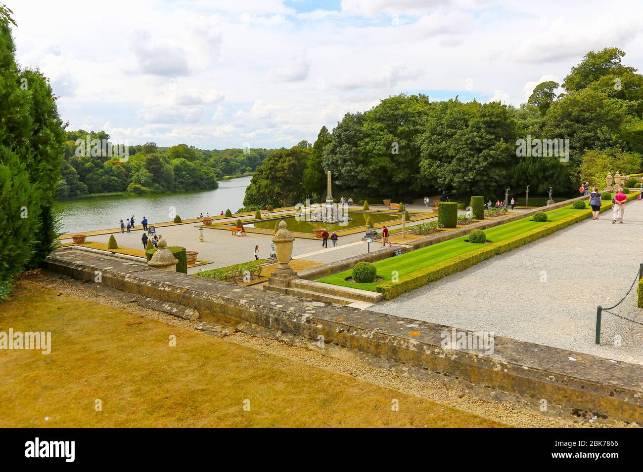 The second terrace and fountain at Blenheim Palace, Woodstock, Oxfordshire, England, UK Stock Photo
