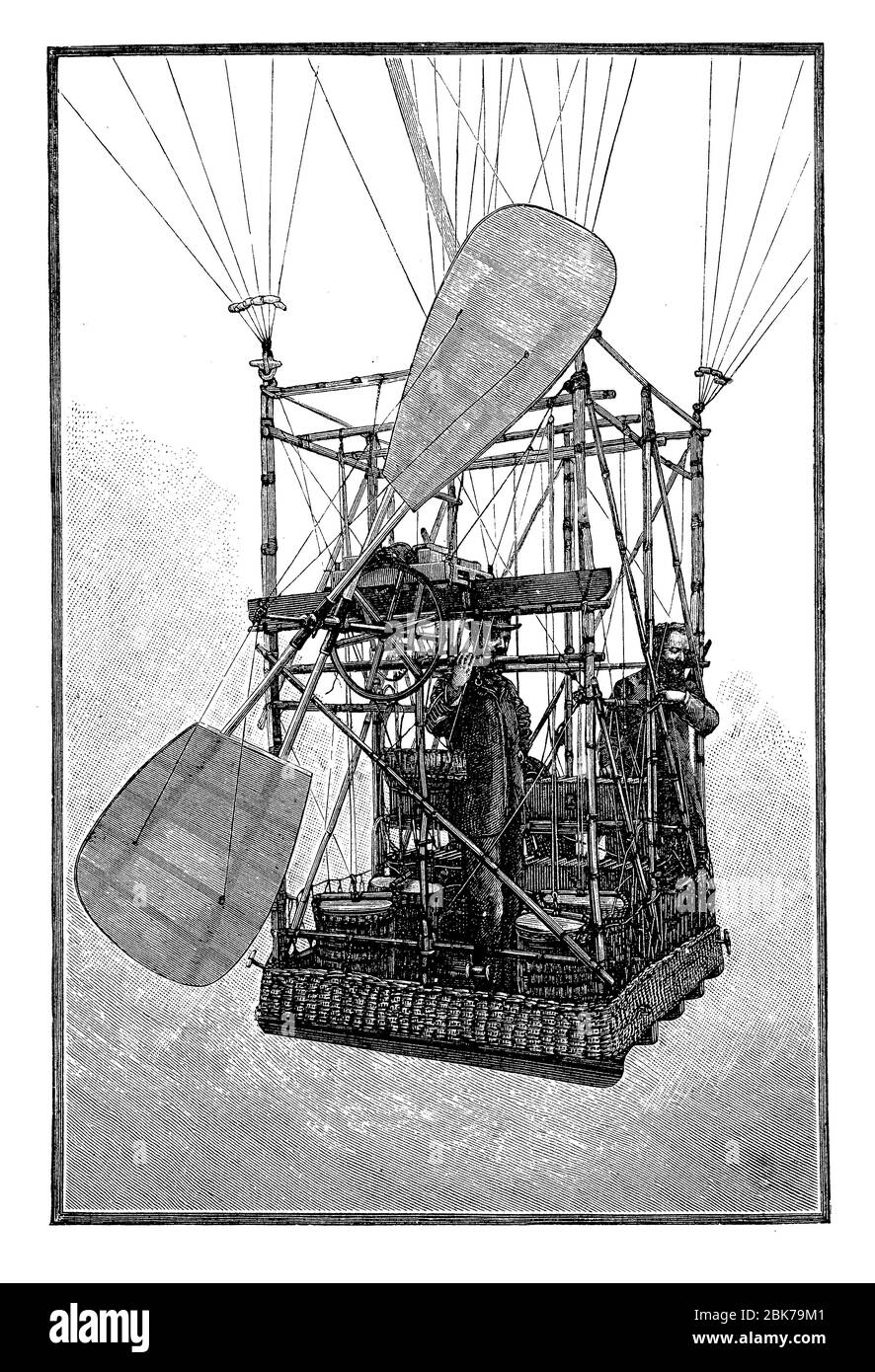 Albert and Gaston Tissandier in their electrically powered gondola in
