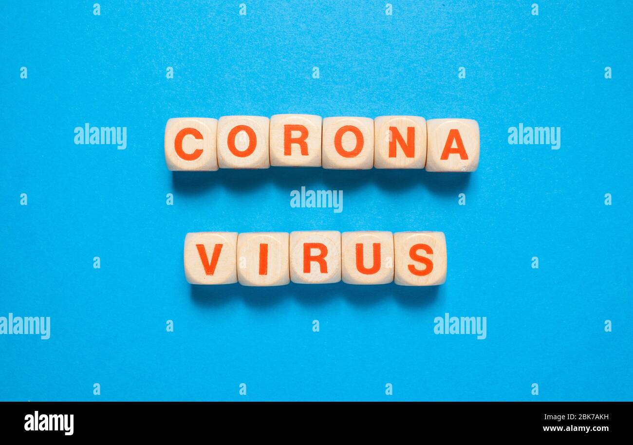 Coronavirus Corona virus disease illness healthy health dice concept. Stock Photo