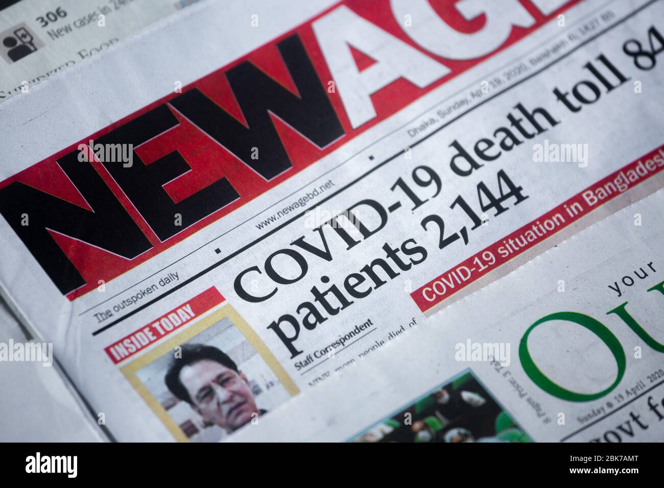 Today S Headline Of A Popular English Newspaper In Bangladesh Is Covid 19 Death Toll 84 Patients 2144 Stock Photo Alamy