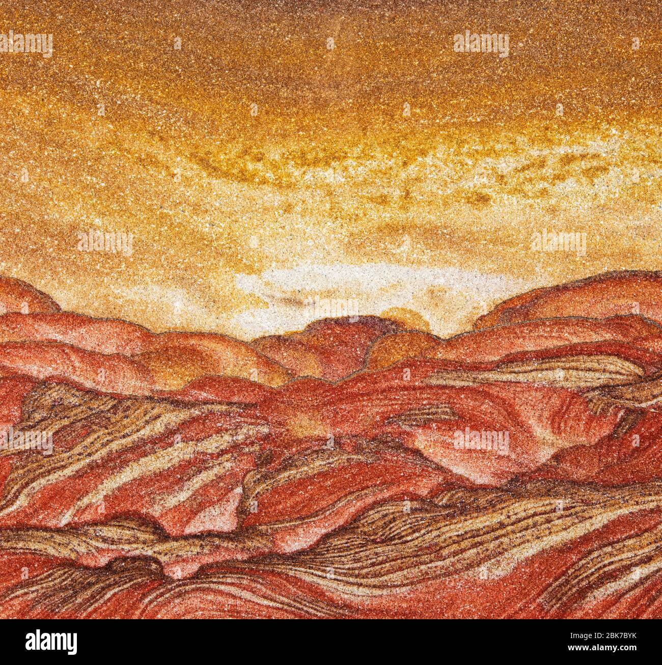 The rising sun depicted by sandstone deposits, Kanab, Utah, USA Stock Photo