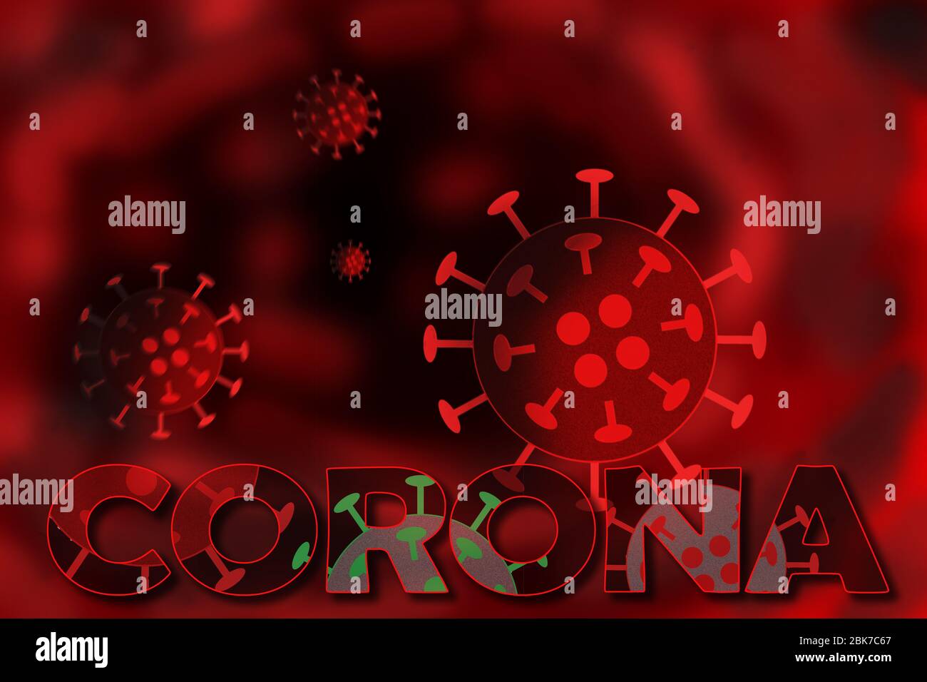 Schematic Presentation of Corona Virus. Lower Bavaria. Germany Stock Photo