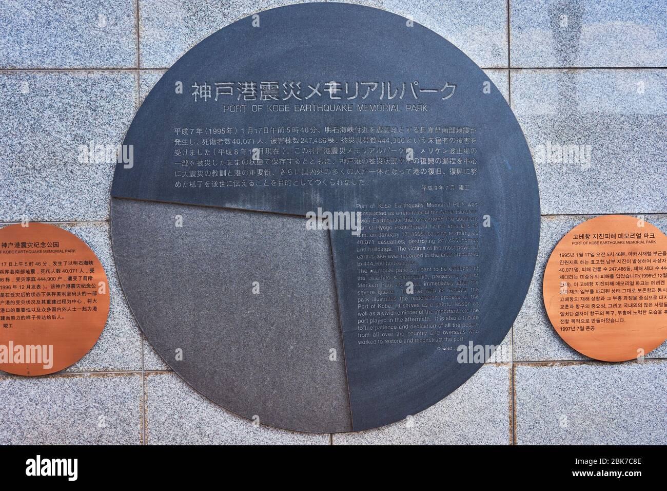 Kobe / Japan - February 17, 2018: Port of Kobe Earthquake Memorial Park commemorating the Great Hanshin-Awaji earthquake of 1995 in Kobe, Hyogo prefec Stock Photo
