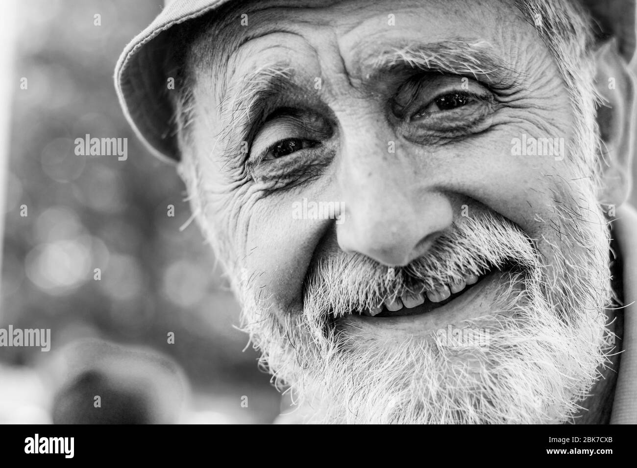 Old man smilling. Black and white photo. Portrait Stock Photo - Alamy