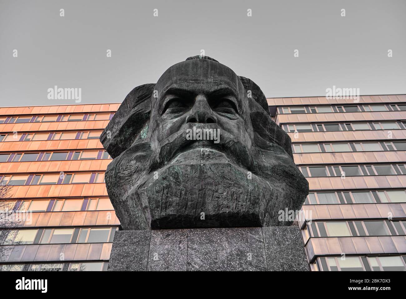 Karl Marx monument in public space of Chemnitz, European Capital of Culture 2025, Germany Stock 