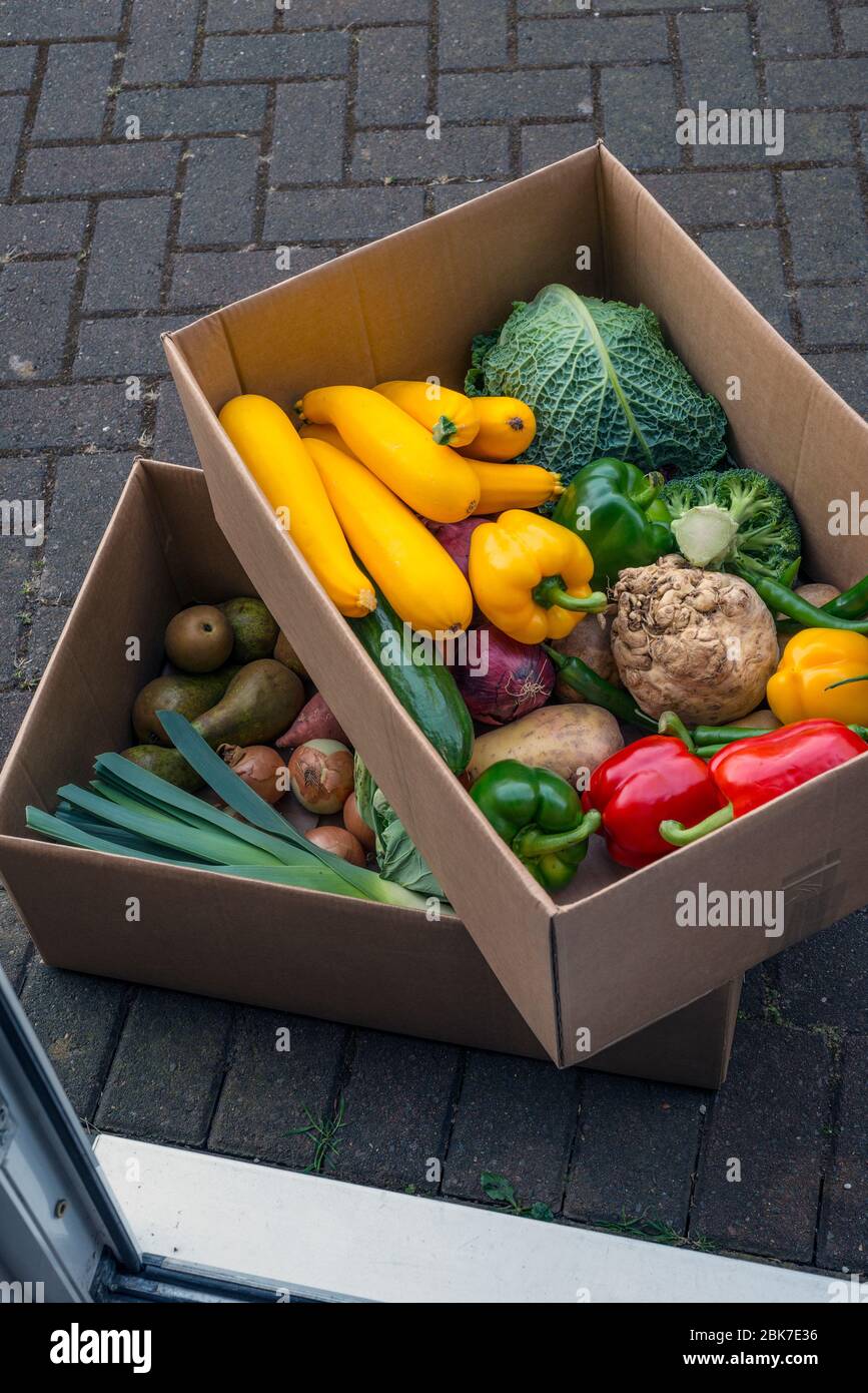 Doorstep Delivery of Fresh Fruit and Vegetables Stock Photo Alamy