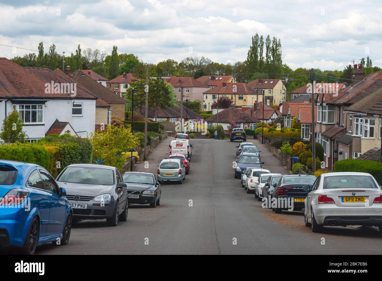 Suburban Road with Lockdown Parking Stock Photo