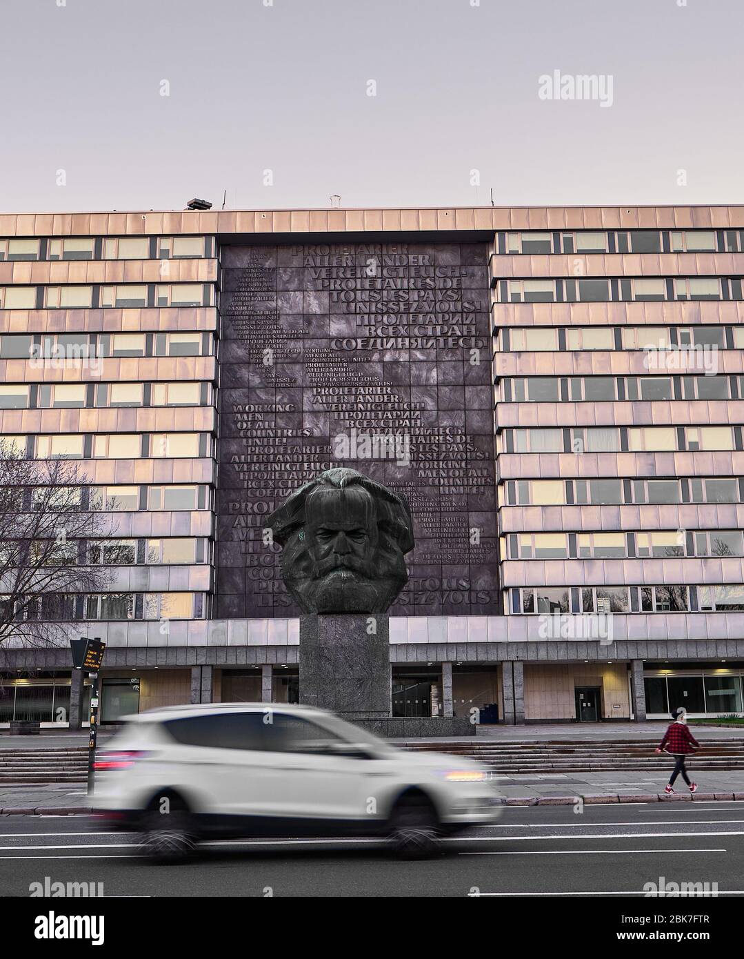 Karl Marx monument in public space of Chemnitz, European Capital of Culture 2025, Germany Stock 