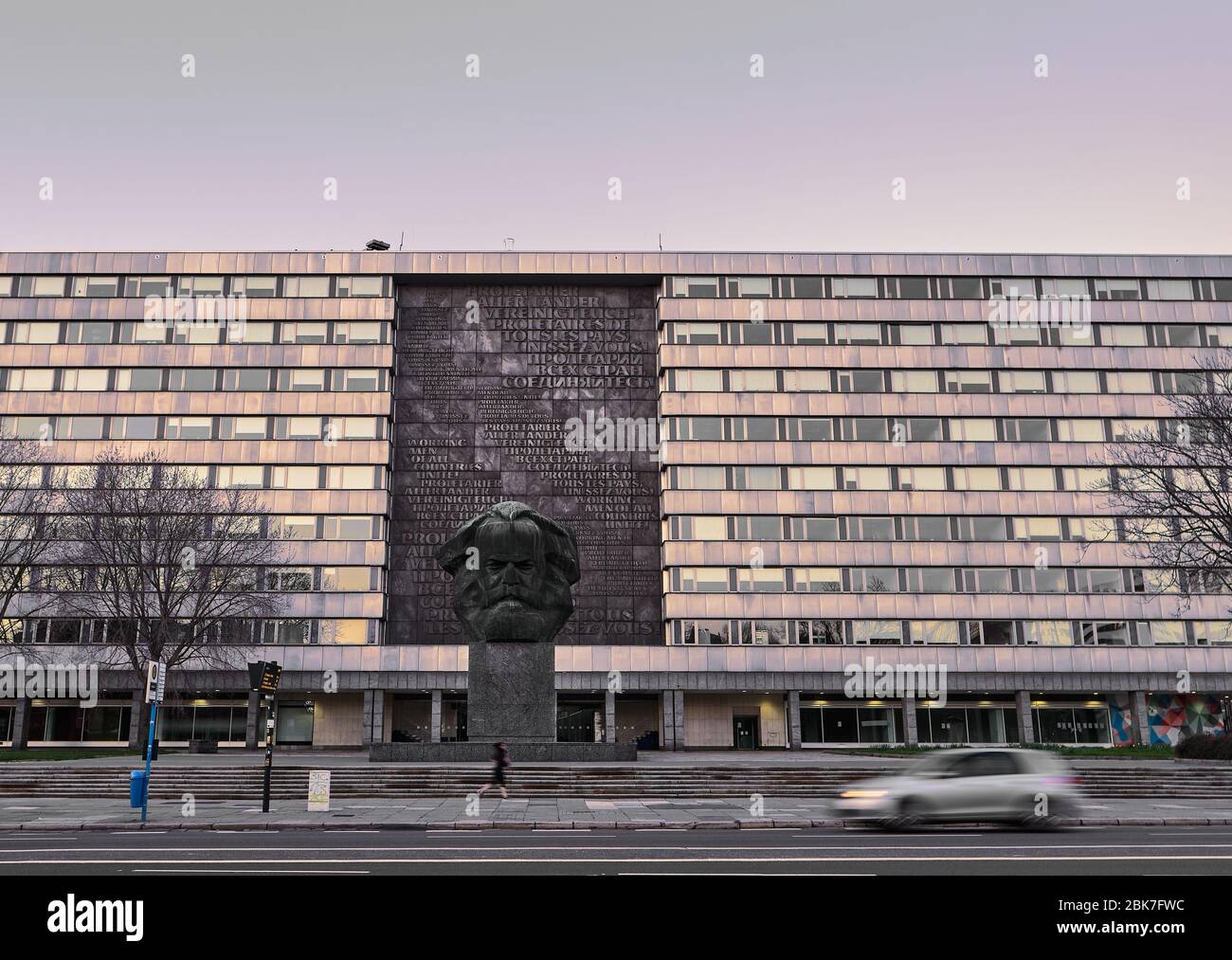 Karl Marx monument in public space of Chemnitz, European Capital of Culture 2025, Germany Stock 