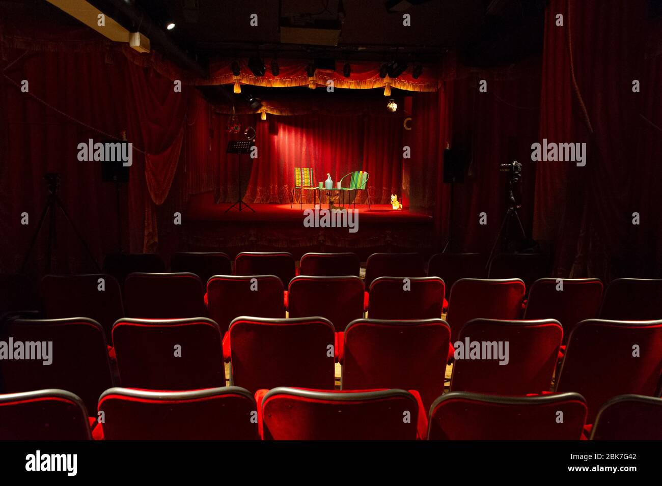 Armchairs without people at the theater before the performance Stock Photo