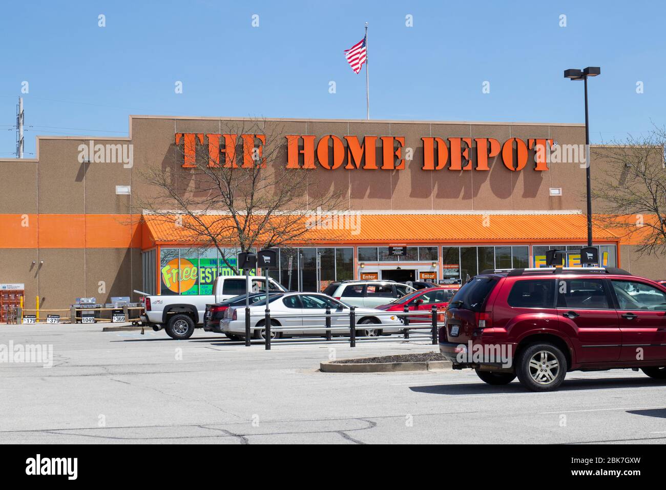 Lafayette Circa May 2020 Home Depot Location flying the American