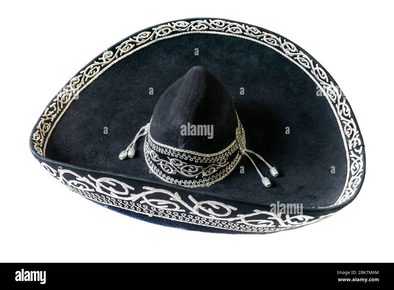 2-Pack Mexican Black Sombrero Hats With White Pom Poms – Adult Unisex Fancy Dress
