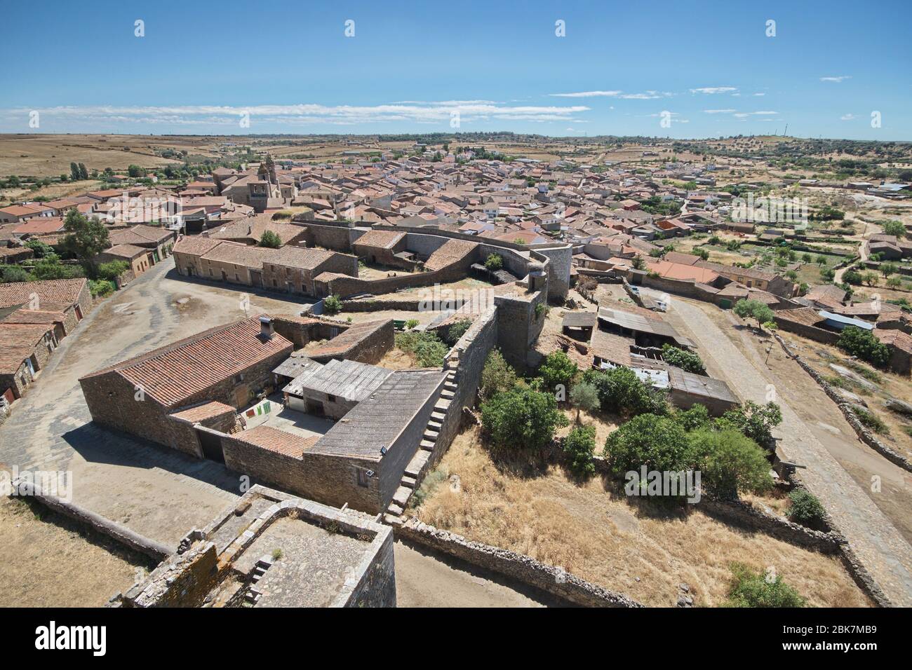 San Felices de los Gallegos, Salamanca/Spain; Aug. 07, 2013. View of the town of San Felices de los Gallegos from the Tower of Tribute. Stock Photo