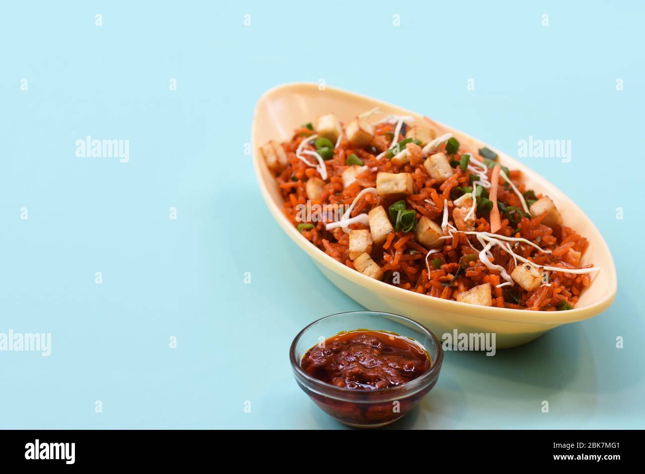 Schezwan paneer fried rice with schezwan sauce,Chinese fried rice with