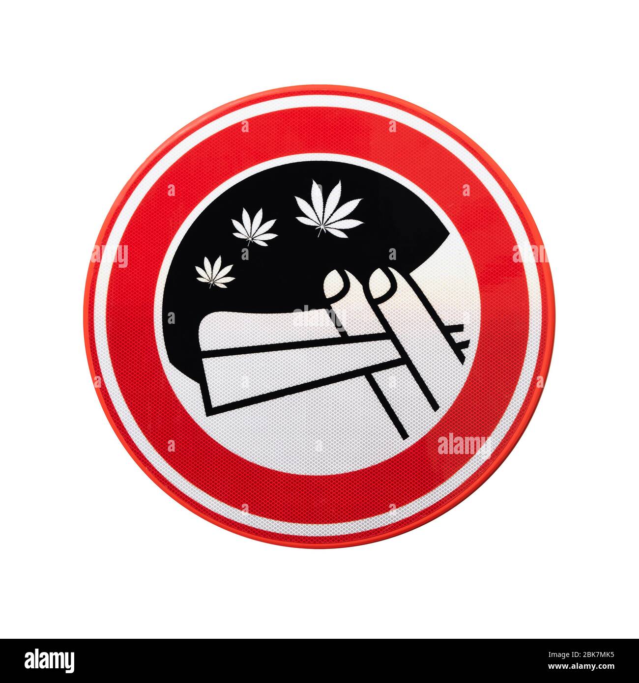 No marijuana smoking sign with hemp leaf, cannabis and other drugs