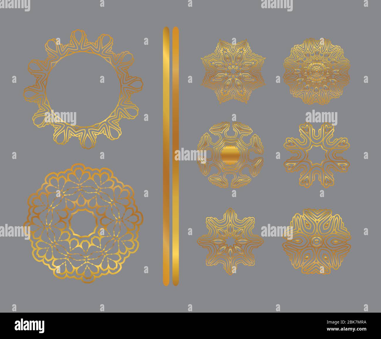 Traditional golden decor on gray background. Oriental gold pattern ...