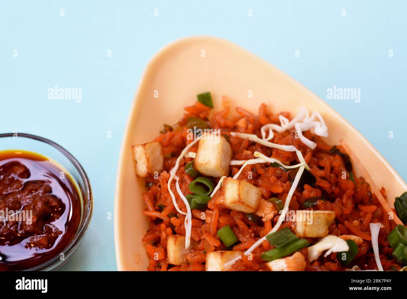 Schezwan paneer fried rice with schezwan sauce,Chinese fried rice with