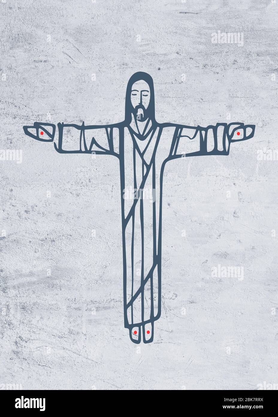 Hand drawn illustration or drawing of Jesus Christ with open arms Stock ...