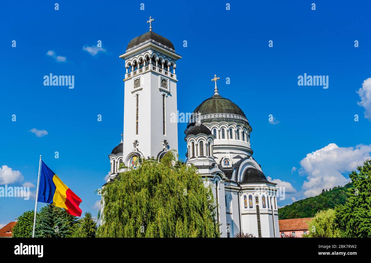 Sighisoara, Mures, Transilvania, Romania: The Orthodox Holy Trinity church designed in the Neo-Byzantine  Revival architecture style built in built in Stock Photo