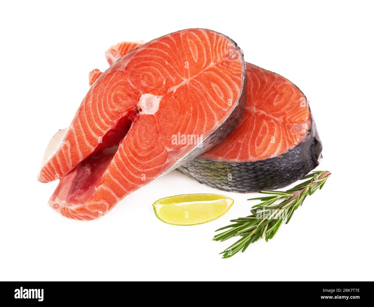 Salmon steak isolated on a white background Stock Photo - Alamy