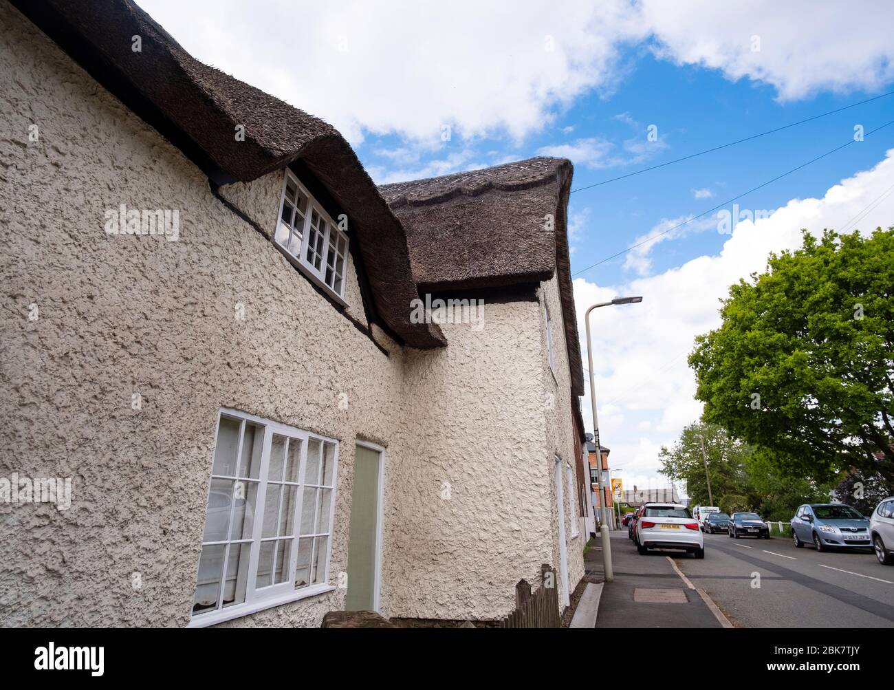 Example of thatched roof houses in the village of Hemington, Leicestershire, UK Stock Photo