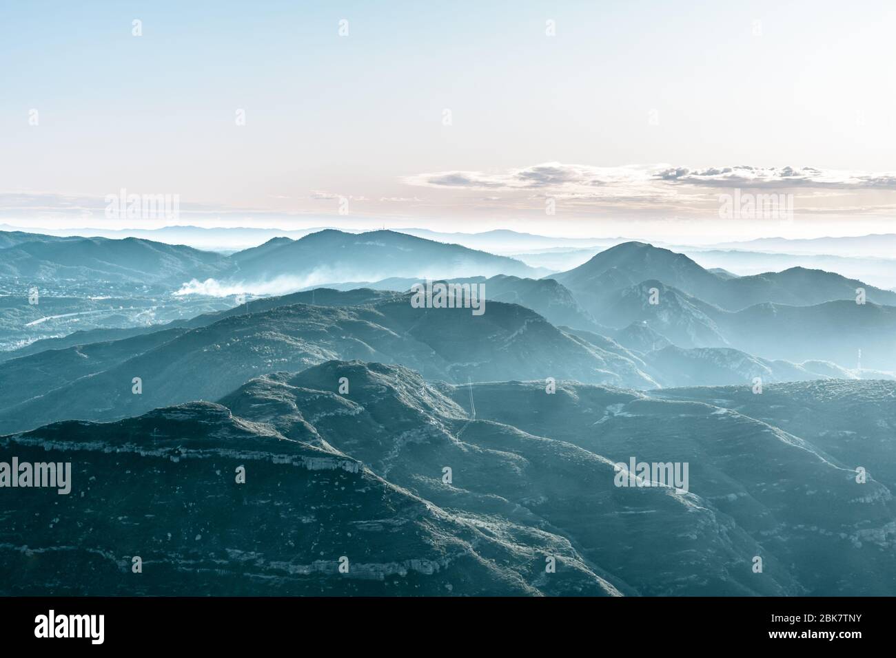landscape with view of misty mountains Stock Photo - Alamy