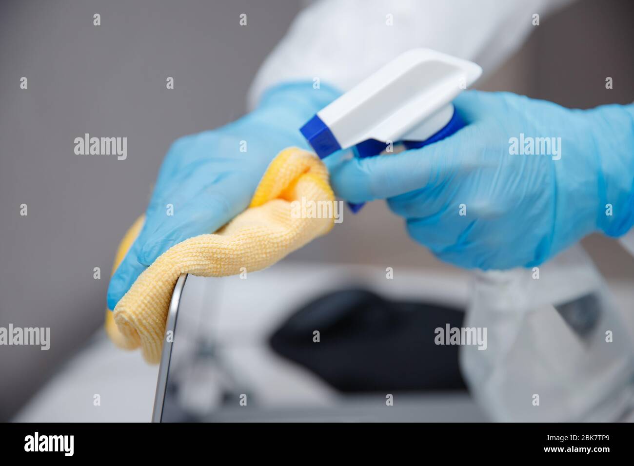 Computer Hygiene Germs Cleaning service disinfects office, antiseptic processing of computer ...