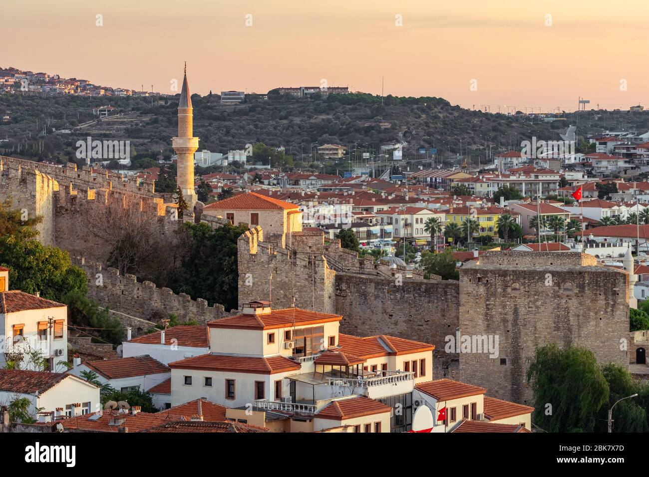Cesme cityscape at Aegean sea coast, Turkey Stock Photo