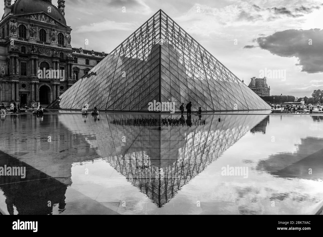 Louvre pyramid Stock Photo