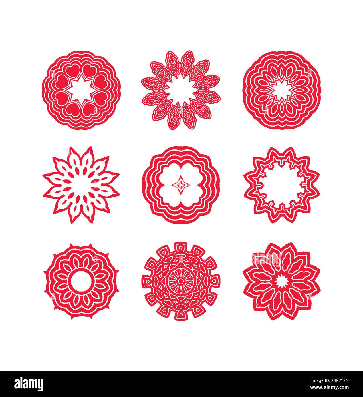 Collection of different red snowflakes on white background Stock Vector ...