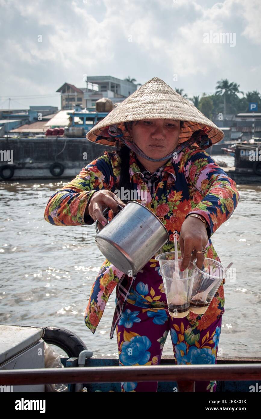 Vietnamese floating market Stock Photo